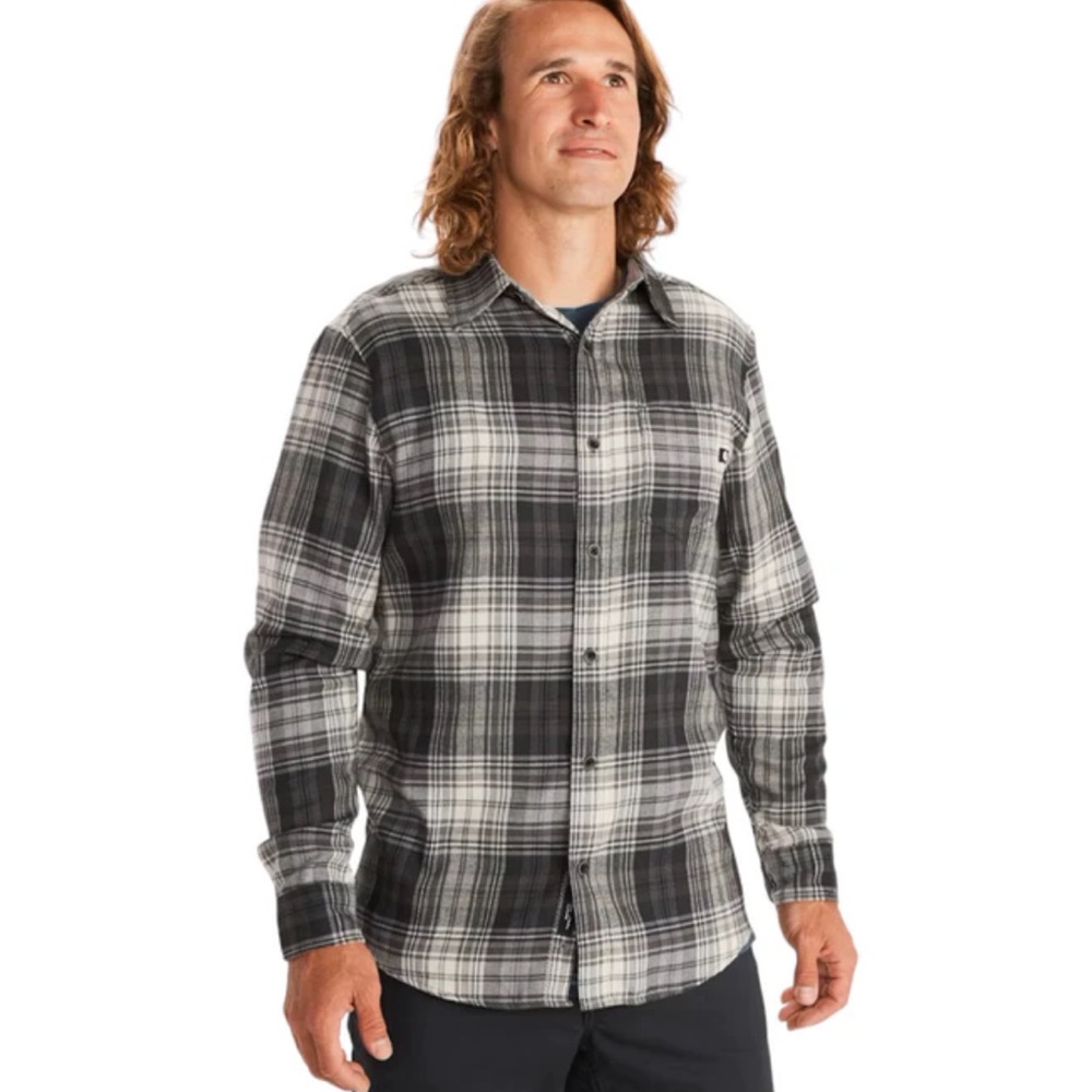 Marmot Men's Fairfax Flannel Shirt Button Up Long Sleeve Slate Grey Large‎